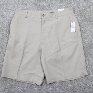 Van Heusen Shorts NWT Men 33 Beige 10" Traveler Stretch Classic Fit No Iron Flat